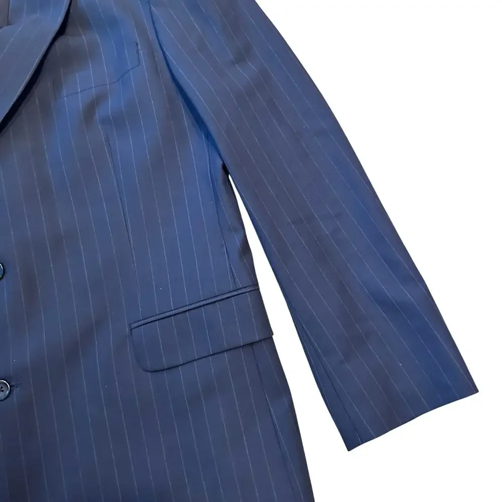 Brooks Brothers 346 Navy Pinstripe Wool Stretch Two Button Blazer Mens 45L